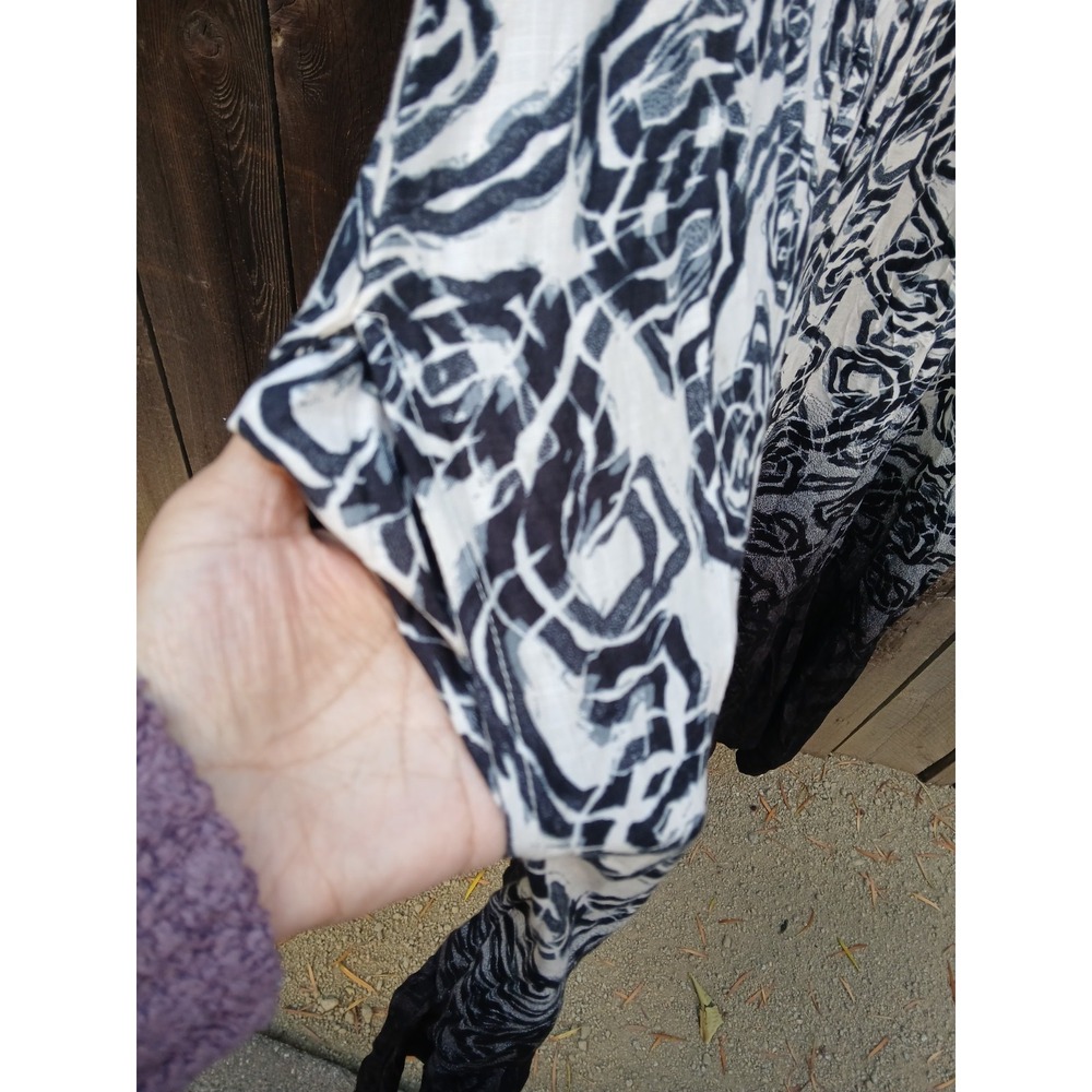Zim Zoe Dress Womens Plus Black Geometric Pockets Flowy Midi House Dress 26/28 - Picture 5 of 10
